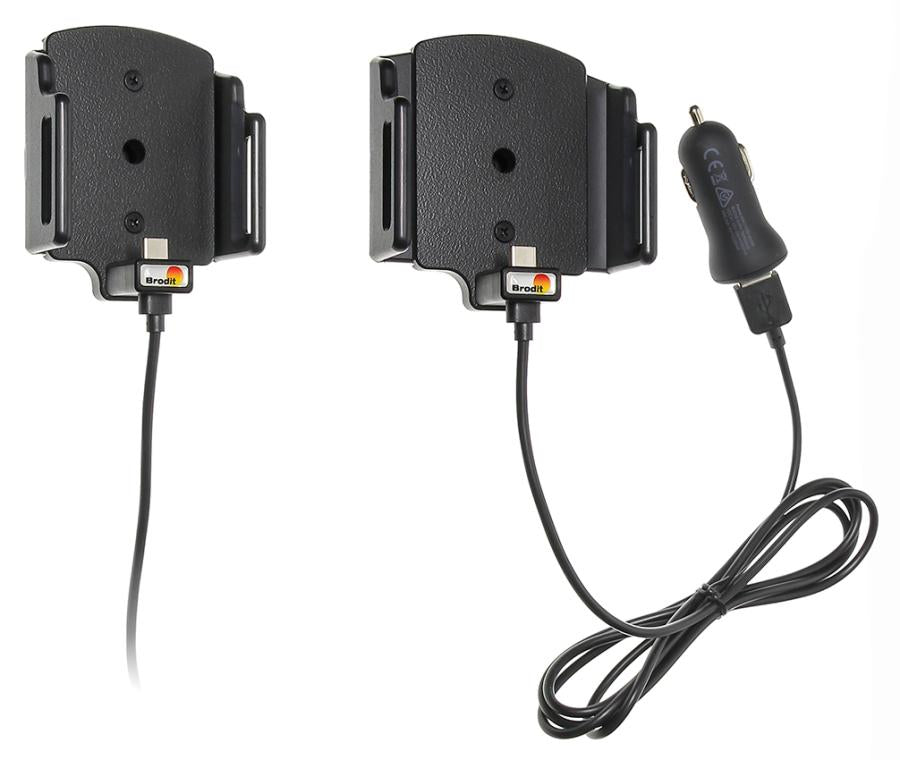 Brodit Auto-Halterung mit Zigarettenanzünder, einstellbar – für Geräte 6,2–7,7 cm – Schwarz, ABS