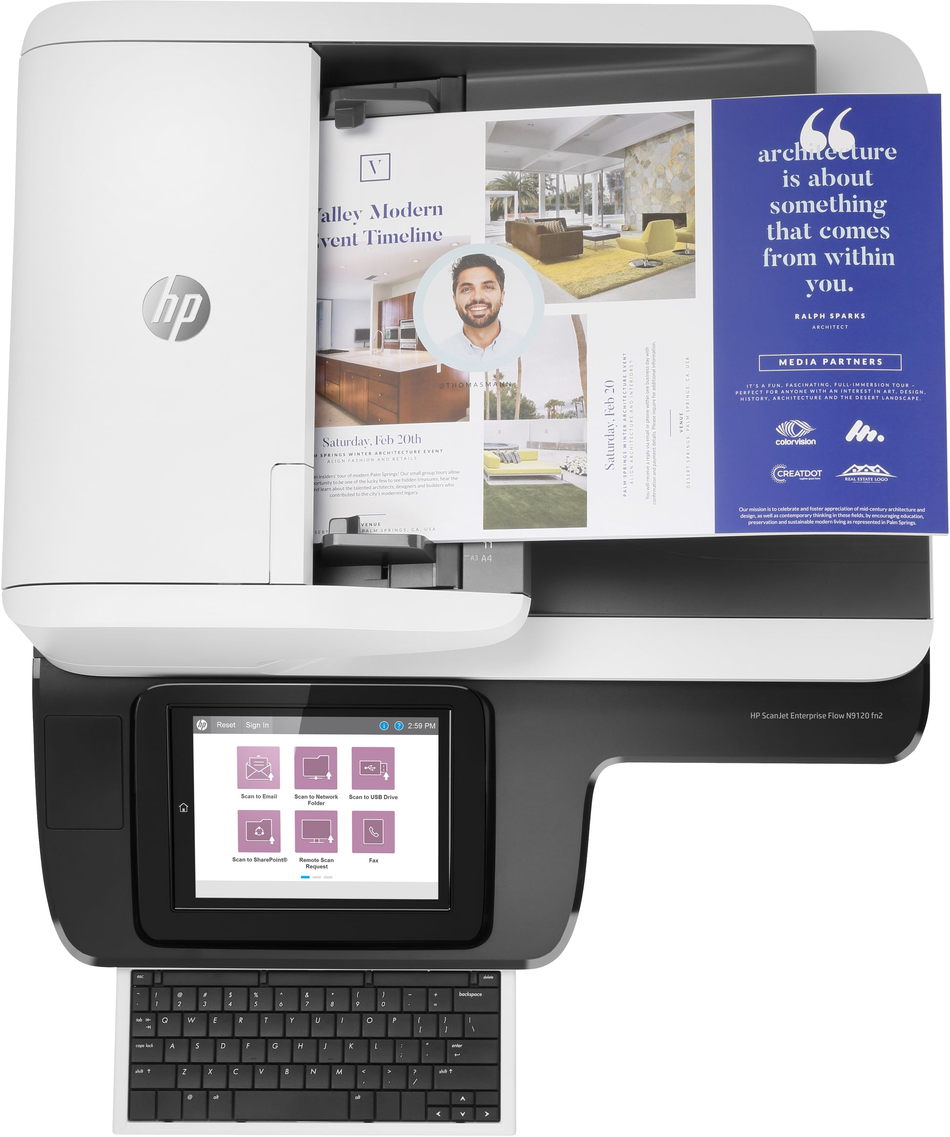 HP ScanJet Enterprise Flow N9120 fn2 – Flachbettscanner mit ADF, A3, Duplex, 120 ppm, 600 dpi, LAN, USB