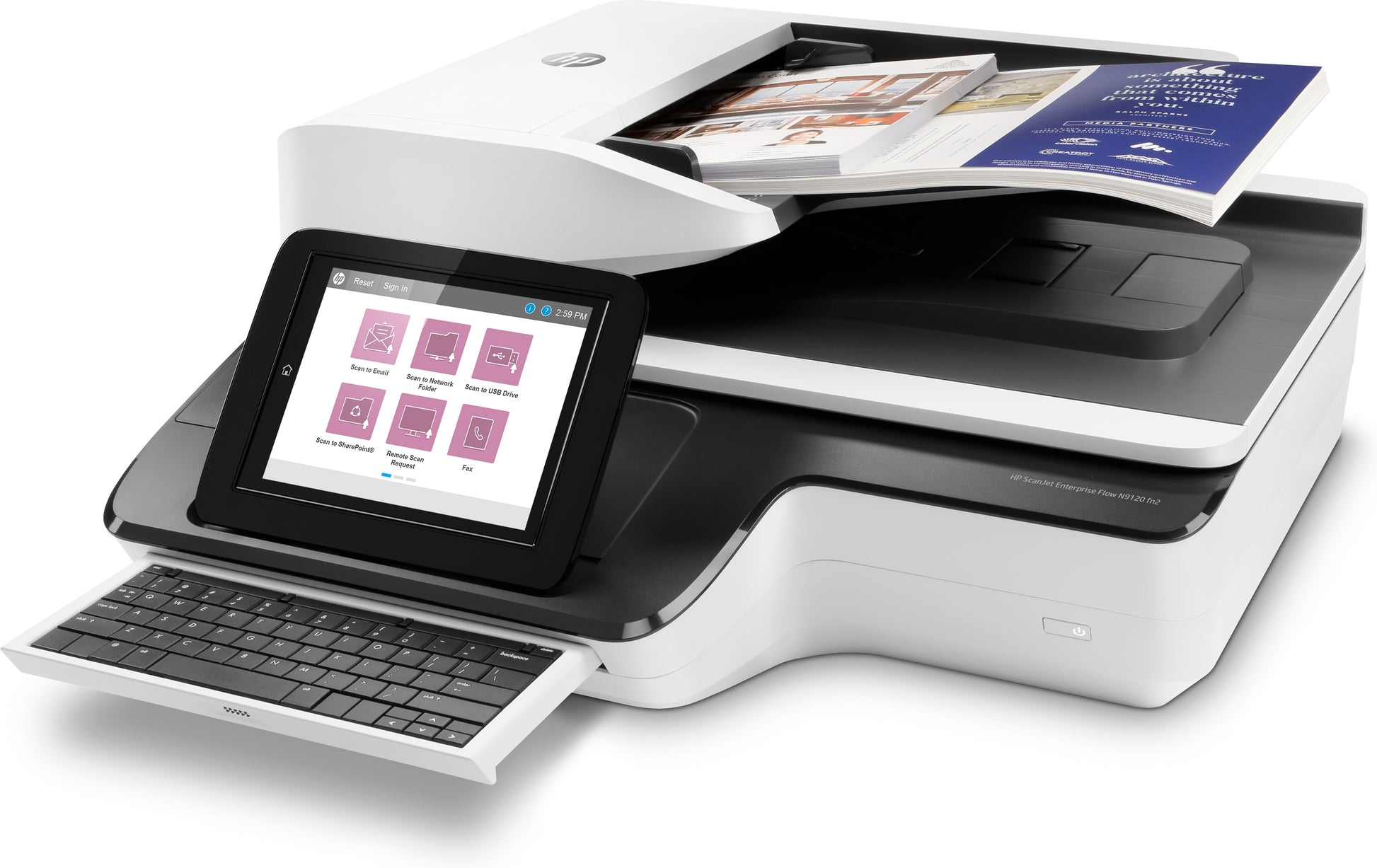HP ScanJet Enterprise Flow N9120 fn2 – Flachbettscanner mit ADF, A3, Duplex, 120 ppm, 600 dpi, LAN, USB