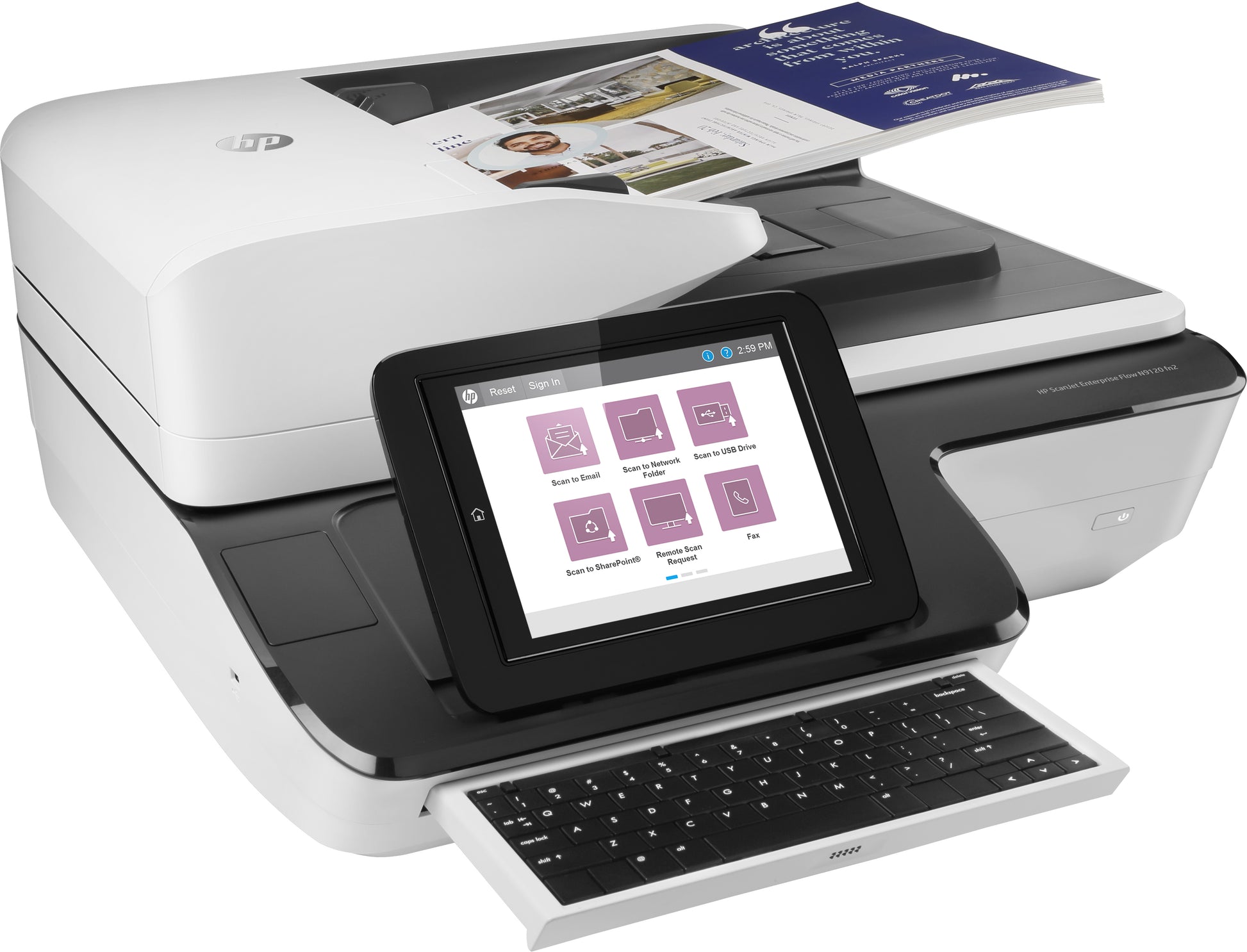 HP ScanJet Enterprise Flow N9120 fn2 – Flachbettscanner mit ADF, A3, Duplex, 120 ppm, 600 dpi, LAN, USB