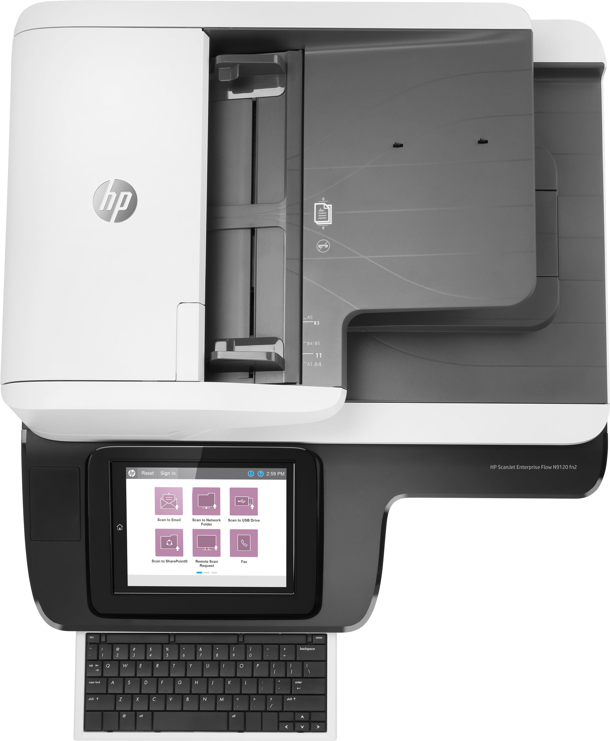 HP ScanJet Enterprise Flow N9120 fn2 – Flachbettscanner mit ADF, A3, Duplex, 120 ppm, 600 dpi, LAN, USB