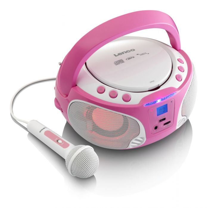 Lenco SCD-650 – CD-Player – Portabel – CD, USB, UKW, Akkubetrieb – Pink