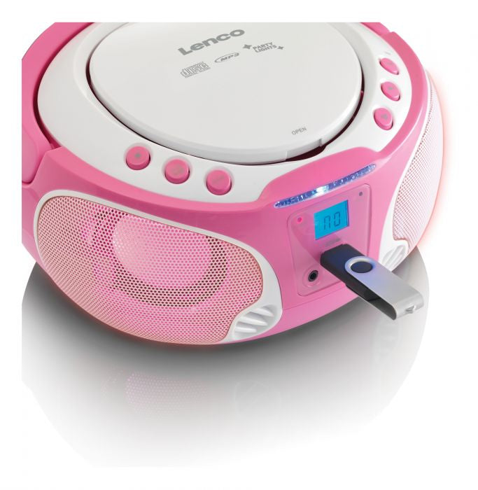 Lenco SCD-650 – CD-Player – Portabel – CD, USB, UKW, Akkubetrieb – Pink