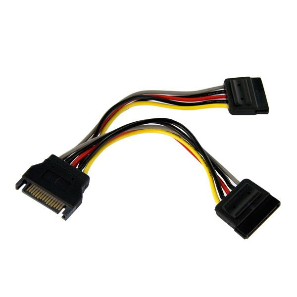 StarTech.com SATA Y-Stromkabel SATA 15-Pin zu 2× SATA 15-Pin – 0,15 m – Schwarz