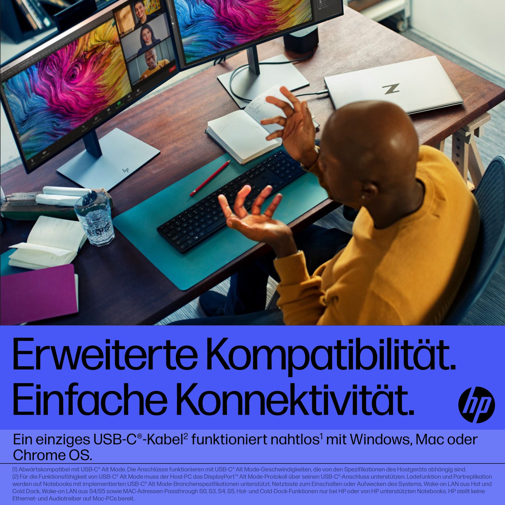 HP G4 Dockingstation – Thunderbolt 4, 2× DP, 1× HDMI, 4× USB-A, 1× USB-C, 120 W PD, GbE, für Windows/Mac