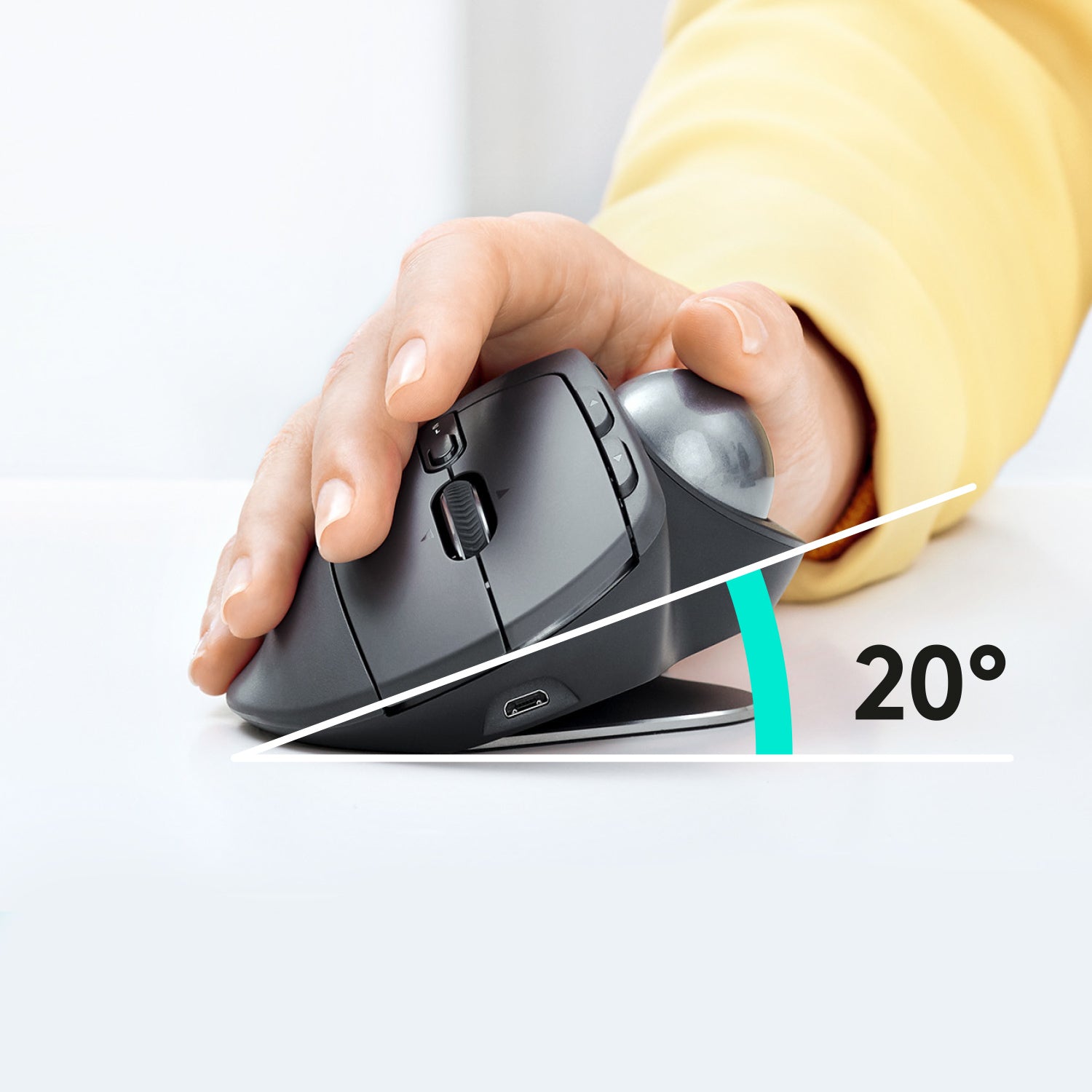 Logitech MX Ergo Ergonomische Maus – kabellos, Bluetooth + 2,4 GHz, für Rechtshänder, schwarz