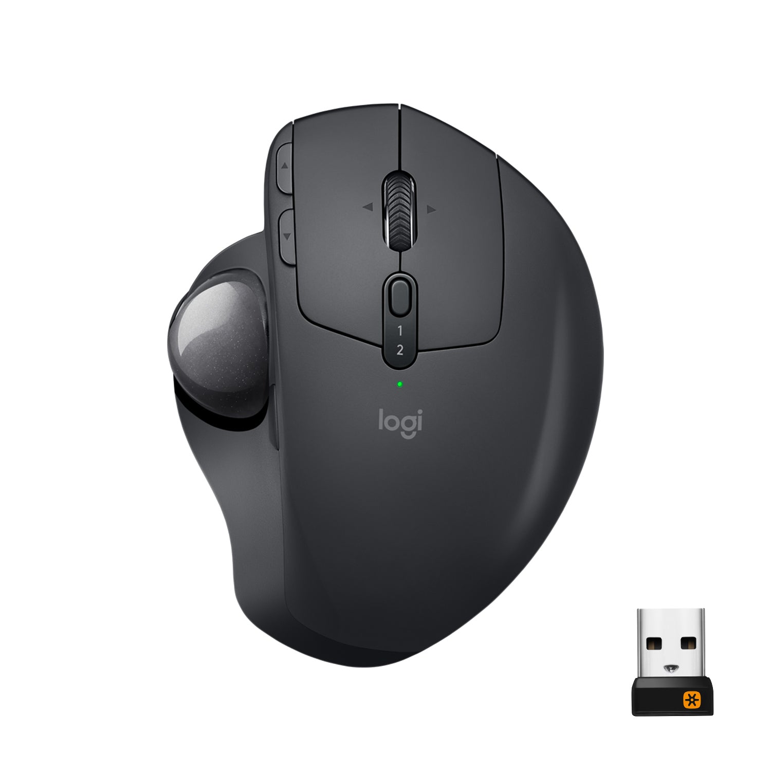 Logitech MX Ergo Ergonomische Maus – kabellos, Bluetooth + 2,4 GHz, für Rechtshänder, schwarz
