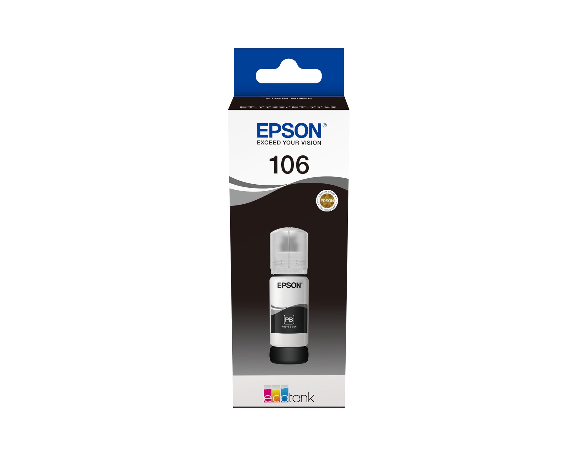 Epson 106 Foto-Schwarz Tintenpatrone (Original) – 70 ml – für EcoTank ET-7700/ET-7750 – T00R140