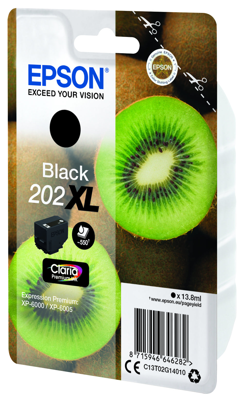 Epson 202XL Schwarz Tintenpatrone (Original) – 550 Seiten – für Epson 202XL – C13T02G14020