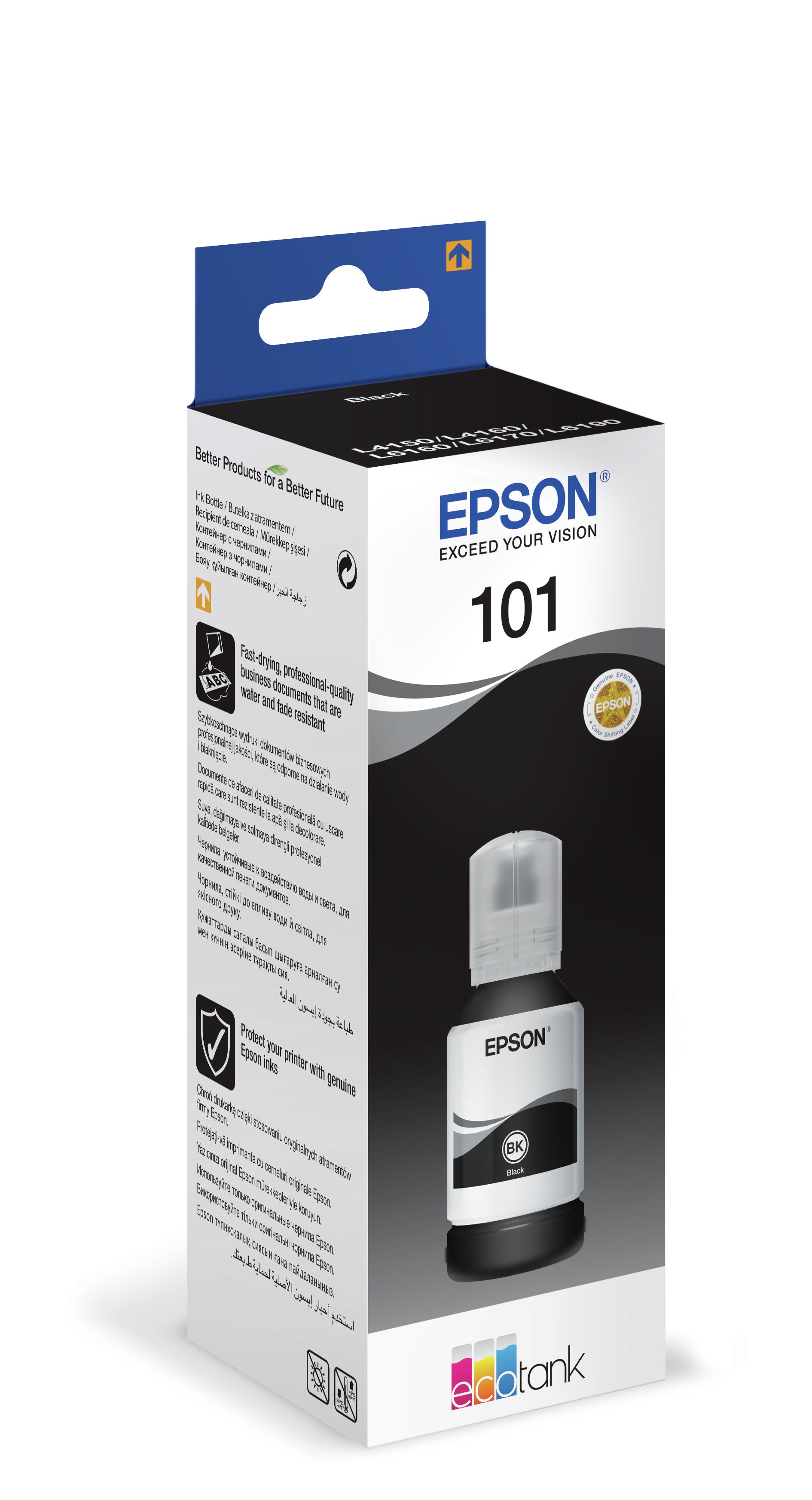 Epson 101 Schwarz Tintenpatrone (Original) – 127 ml – für EcoTank L6170/L4160/L4150 …