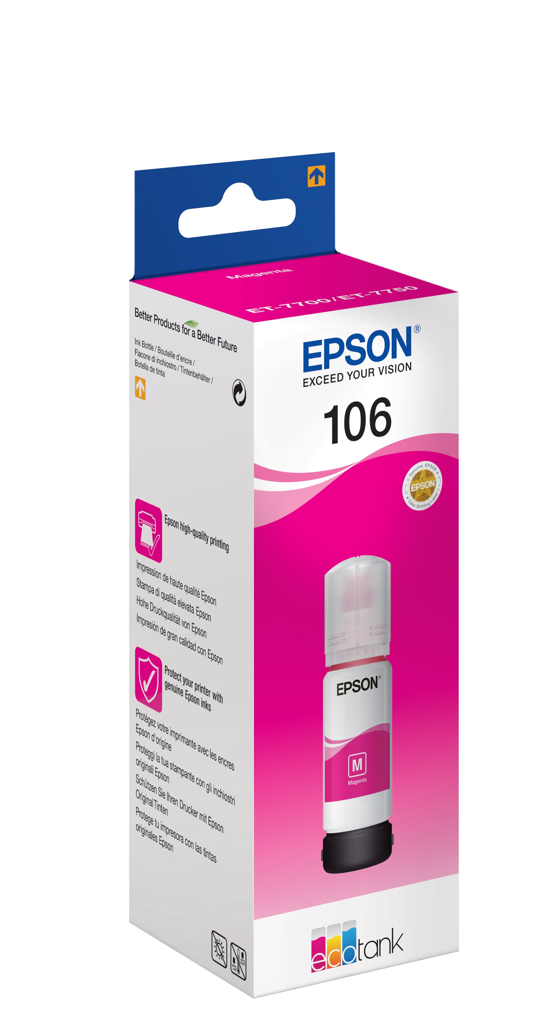 Epson 106 Magenta Tintenpatrone (Original) – 70 ml – für Epson EcoTank ET-7700/ET-7750