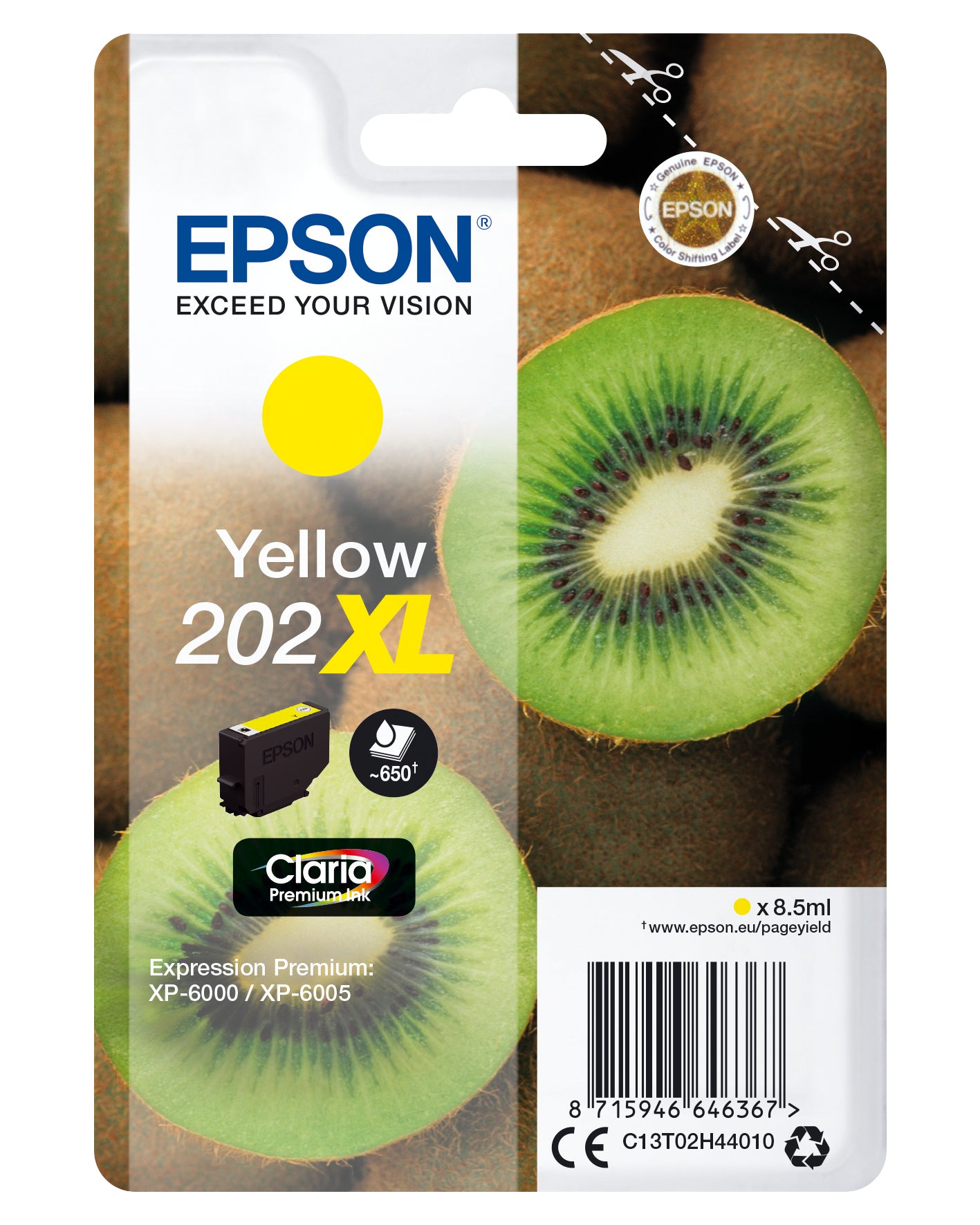 Epson 202XL Gelbe Tintenpatrone (Original) – 650 Seiten – für Epson – C13T02H44020