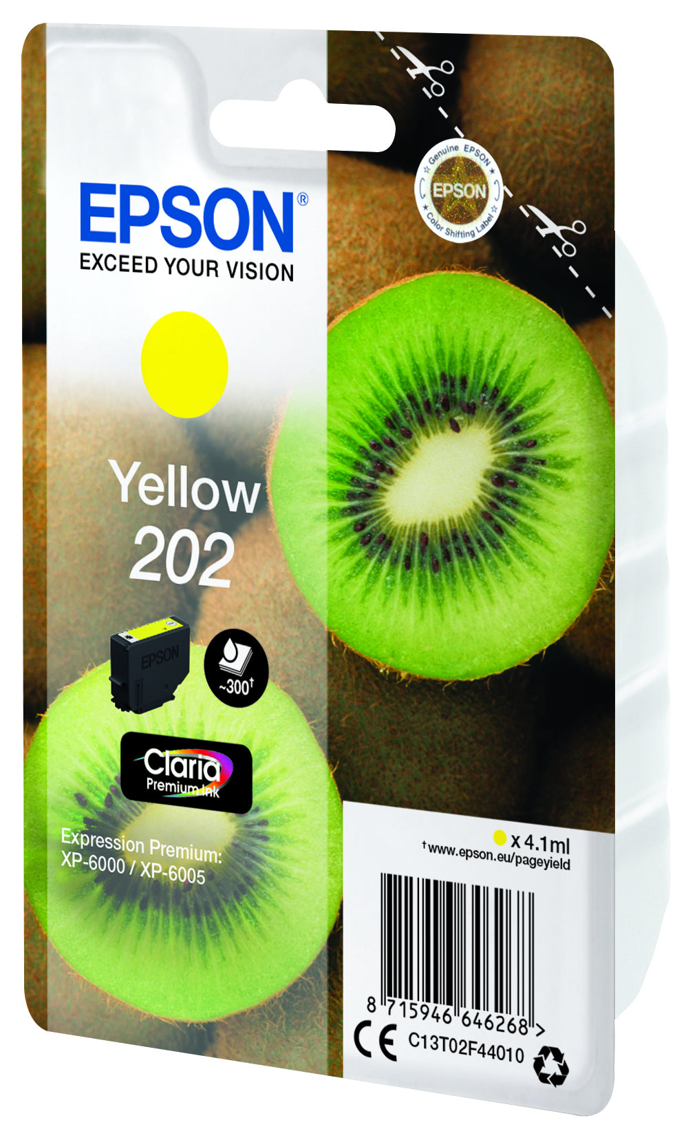Epson 202 Gelb Tintenpatrone (Original) – 300 Seiten – C13T02F44020