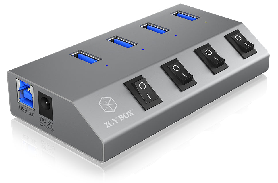 ICY BOX IB-HUB1405 USB-Hub – USB 3.0, 4× USB-A, für Windows/Mac/Linux
