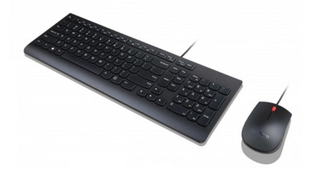 Lenovo Essential – Tastatur-Maus-Set – kabelgebunden – USB – QWERTY (IT) – Schwarz
