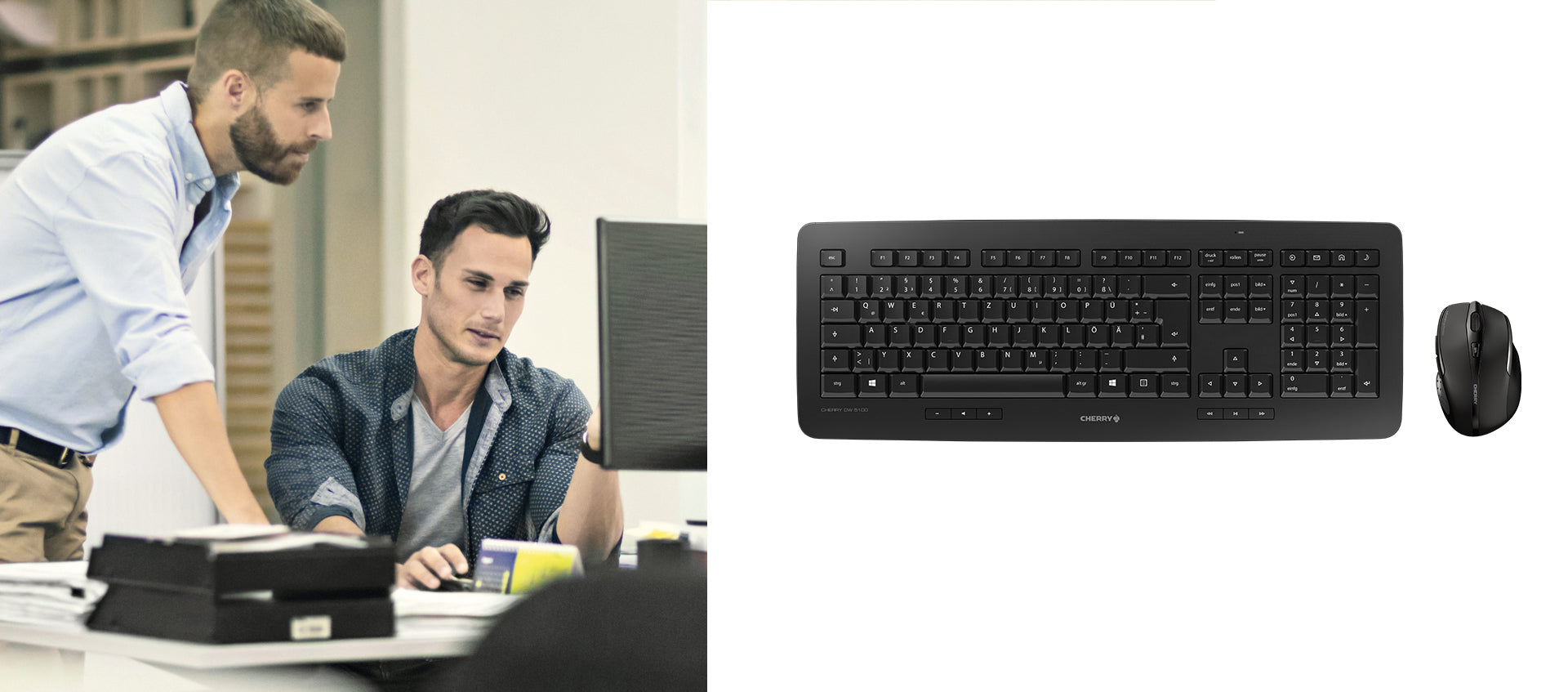 CHERRY Desktop DW 5100 – Tastatur, kabellos (2,4 GHz), FR-Layout (FR), Membran – für Windows