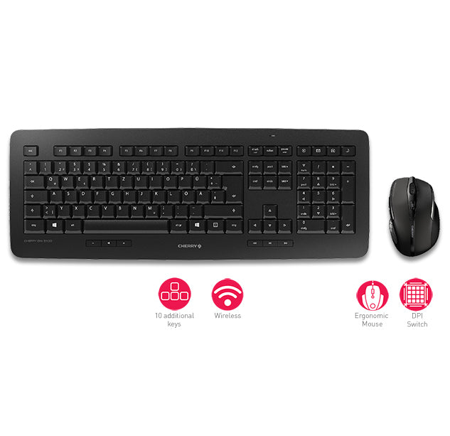 CHERRY Desktop DW 5100 – Tastatur, kabellos (2,4 GHz), FR-Layout (FR), Membran – für Windows