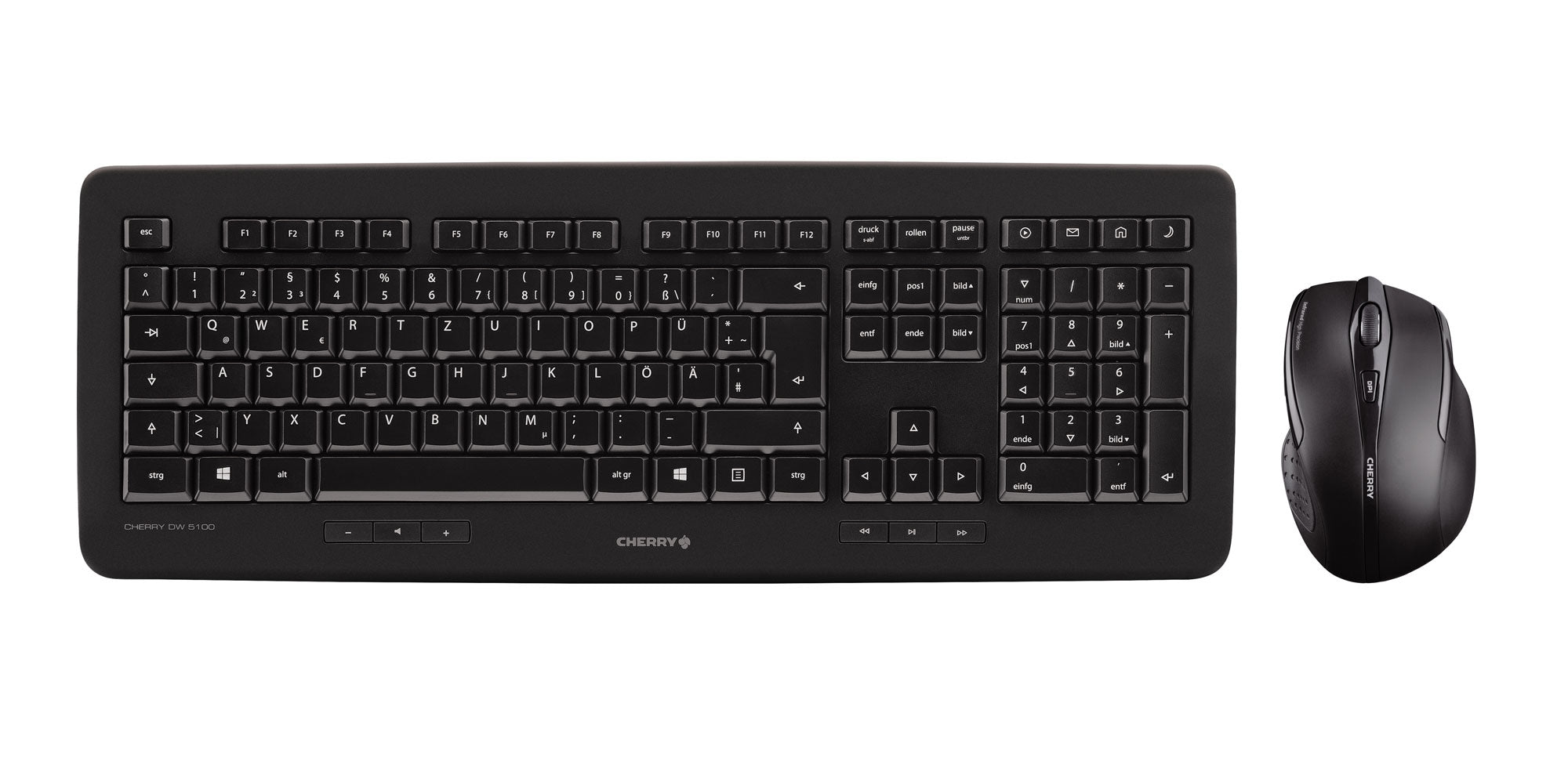 CHERRY Desktop DW 5100 New – Tastatur, kabellos (2,4 GHz), CH-Layout (DE-CH), Fullsize (mit Ziffernblock)