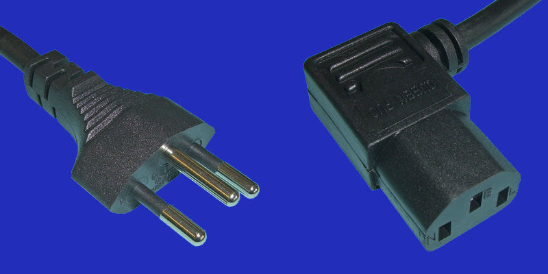 Diggelmann Netzkabel, T12 auf IEC C13, gewinkelt rechts, 5 m, Schwarz