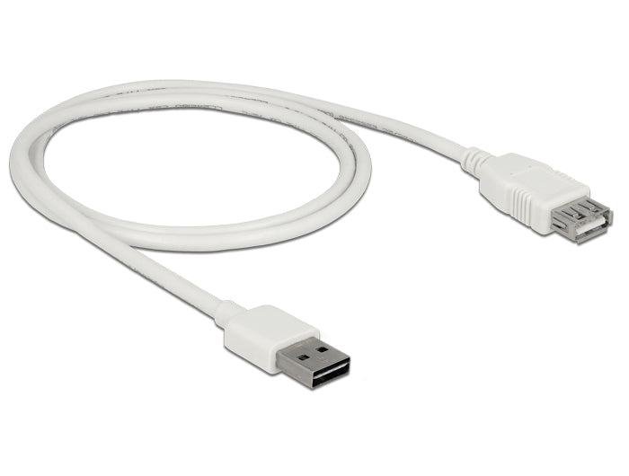 DeLOCK USB-A Verlängerungskabel (Stecker auf Buchse) – USB 2.0 (480 Mbit/s) – 1 m – Goldkontakte – Weiss