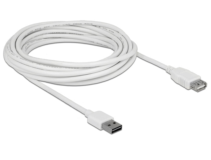 DeLOCK USB-A Verlängerungskabel (Stecker auf Buchse) – USB 2.0 (480 Mbit/s) – 5 m – Passiv, Goldkontakte