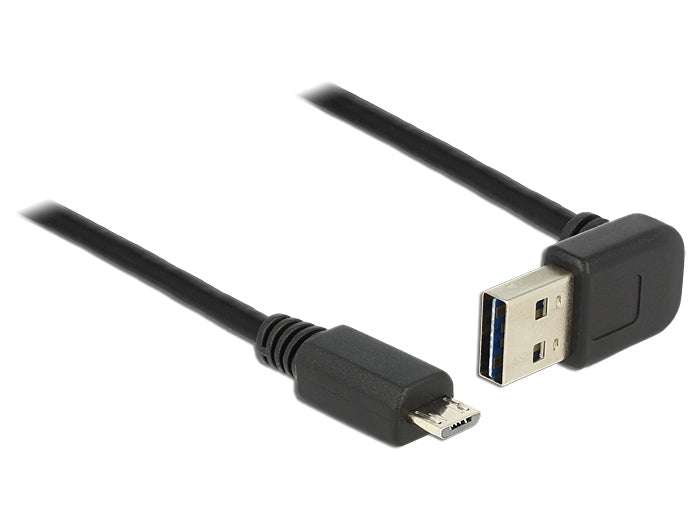 DeLOCK USB-A auf Micro-USB-B Kabel – USB 2.0 (480 Mbit/s) – 5 m – Abgewinkelt – Schwarz