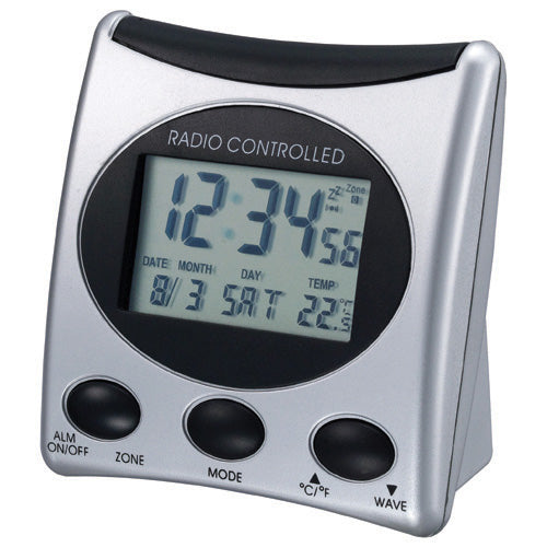 Technoline WT221-T Digitaler Funkwecker, Funk, Schlummerfunktion, Thermometer, 4,2 × 7,9 × 7,9 cm, Silber