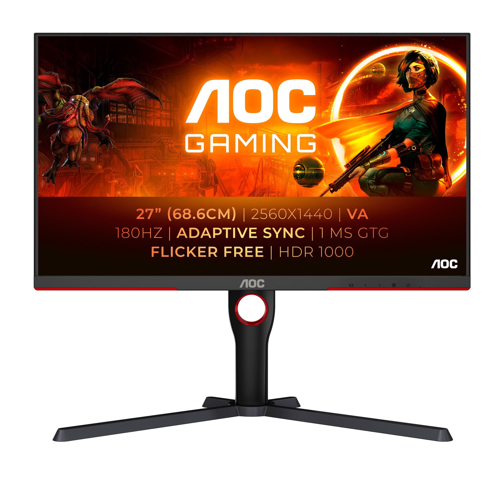 AOC G3 Q27G3XMN/BK – 27", 2560 × 1440 (WQHD), VA, 180 Hz, DisplayHDR 1000