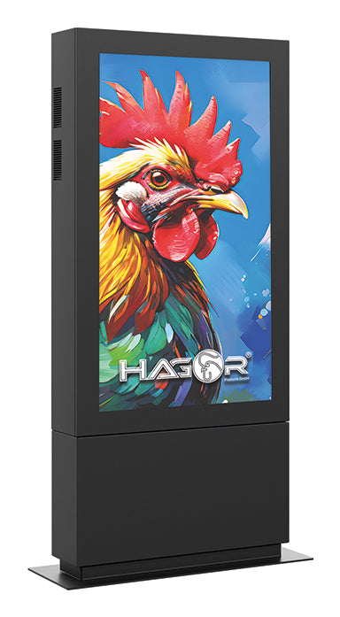 Hagor Digital-Signage-Stand – wetterfest, abschliessbar, mit Klimasystem – Stahl, schwarz – SOPK