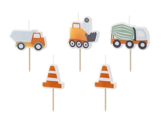 PartyDeco Geburtstagskerzen Fahrzeuge – mehrfarbig – 3–4,5 cm – 5 Stk