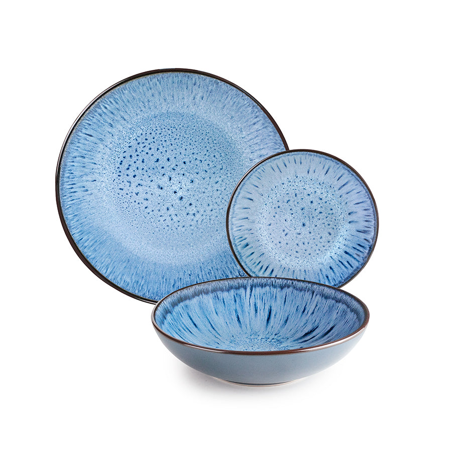 Ibili Normandia Speise-Service – 12-teilig, Ø 27/20,7/19,9 cm, Porzellan, Blau, spülmaschinenfest