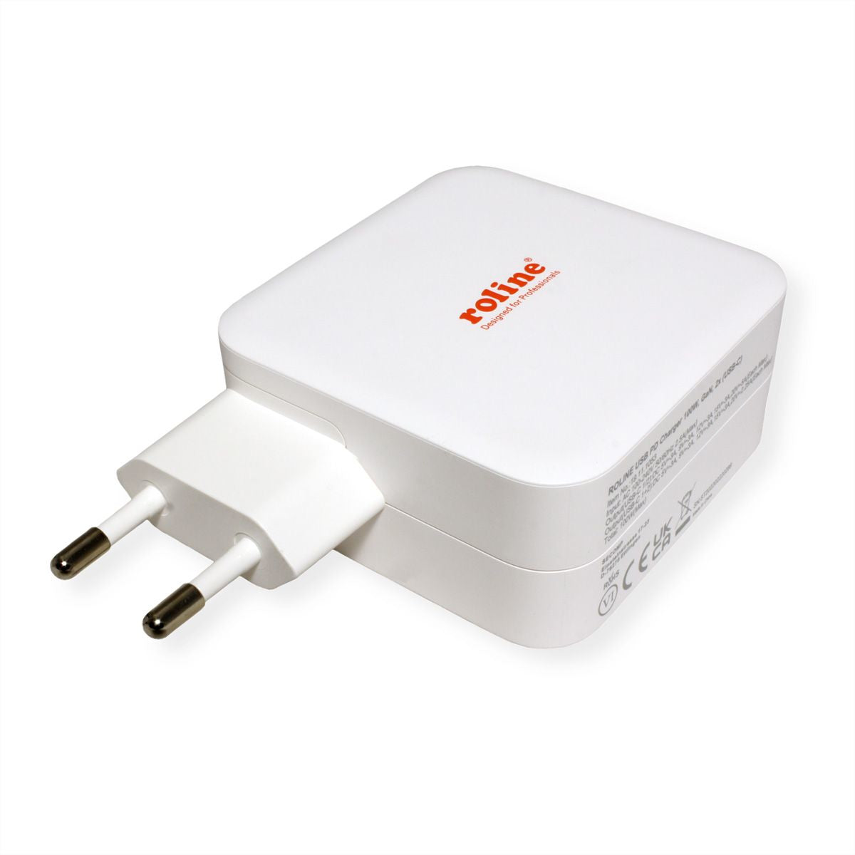 ROLINE USB-Ladegerät 100 W – USB-C×2 – PD, GaN – EU-Stecker (Typ C)
