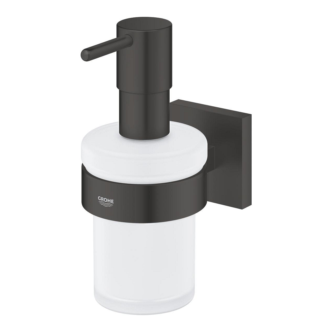 Grohe Start Cube Manueller Seifenspender – Wandmontage – 160 ml, Schwarz, Glas, Metall