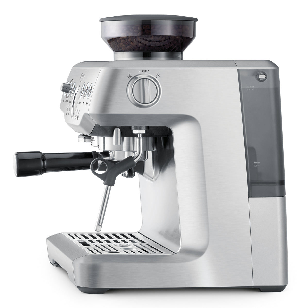 Sage Barista Express Espressomaschine (Siebträger) – 15 bar, 2 l, Milchaufschäumer, Silber