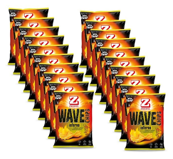 Zweifel Wave Chips – Inferno, Paprika, glutenfrei, vegan – 20 × 20 g
