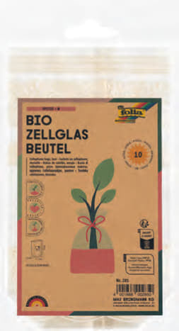 Folia Geschenktüten – Spitze – mit Kreuzboden, kompostierbar – 115 × 190 mm – 10 Stk.