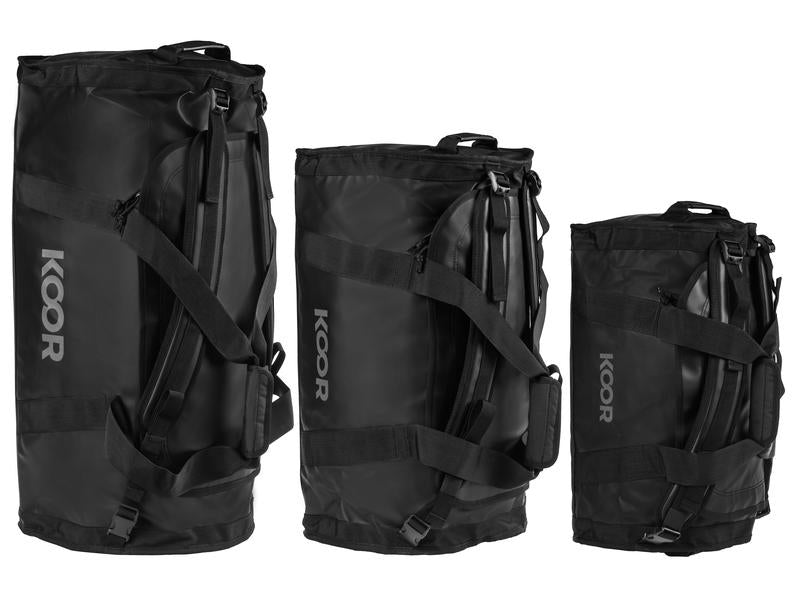 KOOR Sporttasche Sooma – 70 l, aus rPET, schwarz, 38,5 × 38,5 × 73 cm