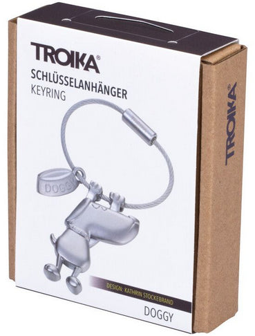TROIKA Schlüsselanhänger Hund – Metall, Silber matt, 88 × 49 × 6 mm, 6er-Pack