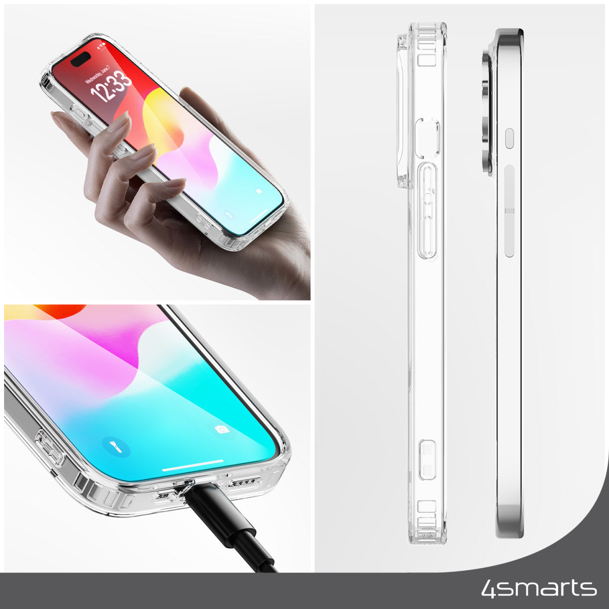 4smarts 360° Protection Set Folio – für Apple iPhone 15 Plus, MagSafe, PC+TPU, Transparent, mit Displayschutz