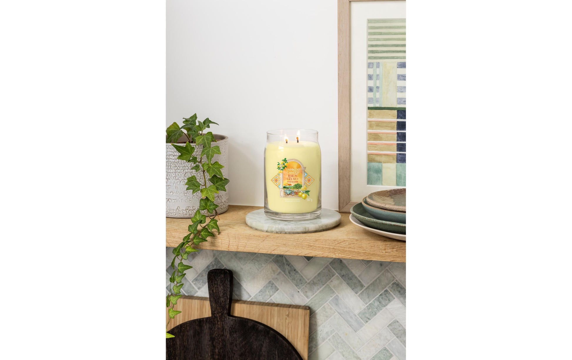 Yankee Candle Duftkerze Lemon Gelato, Sojawachs, transparent/gelb, H 15,7 cm, Ø 9,3 cm, 1 Stück