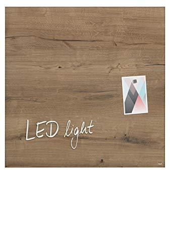 Sigel Whiteboard – 48 × 48 cm, Glas, magnetisch, Wandmontage, inkl. 3 Magnetwürfel, Montagesatz, Leuchtmittel