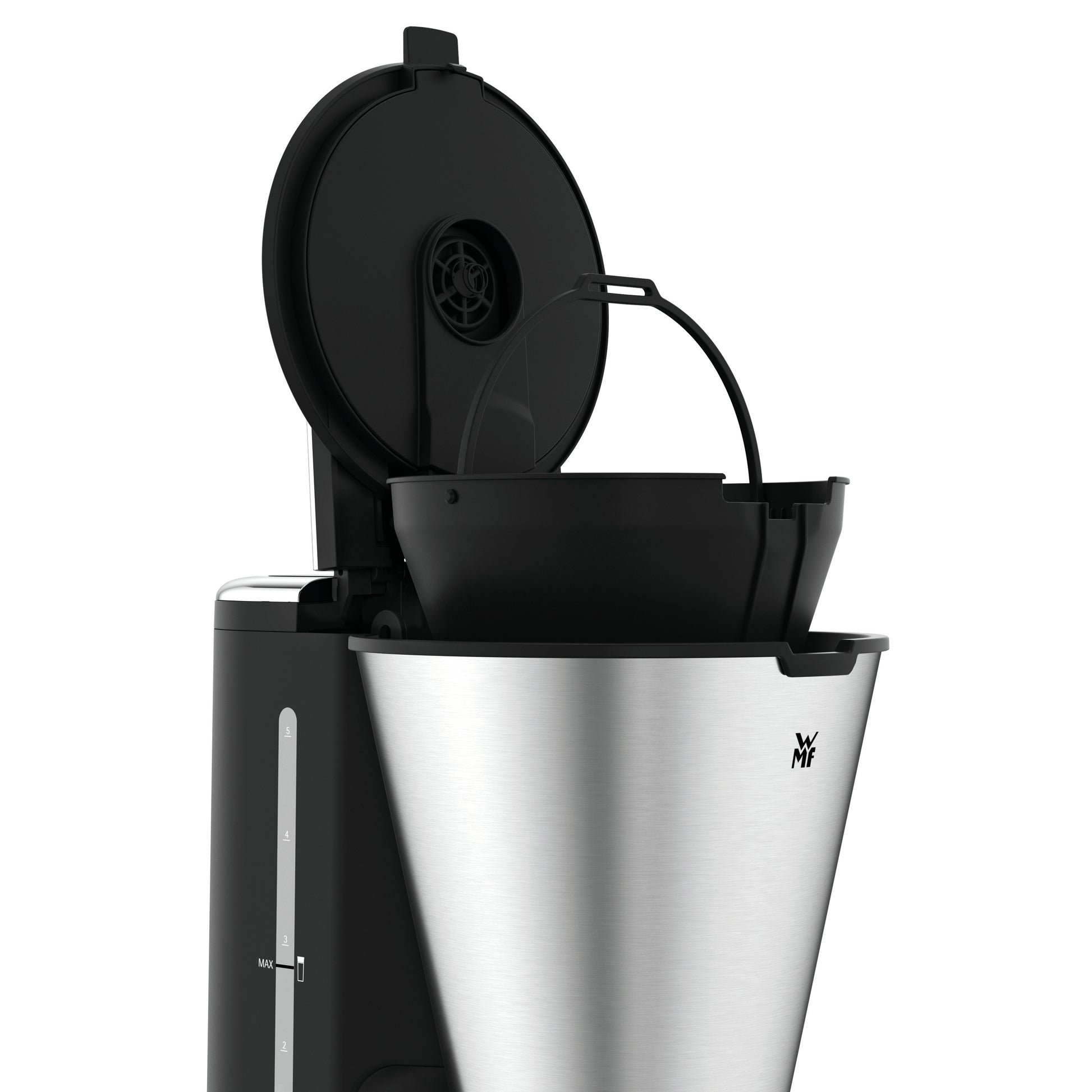 WMF KITCHENminis 0412260011 Filterkaffeemaschine – 0,3 l, 0,35 l, 5 Tassen, Silber
