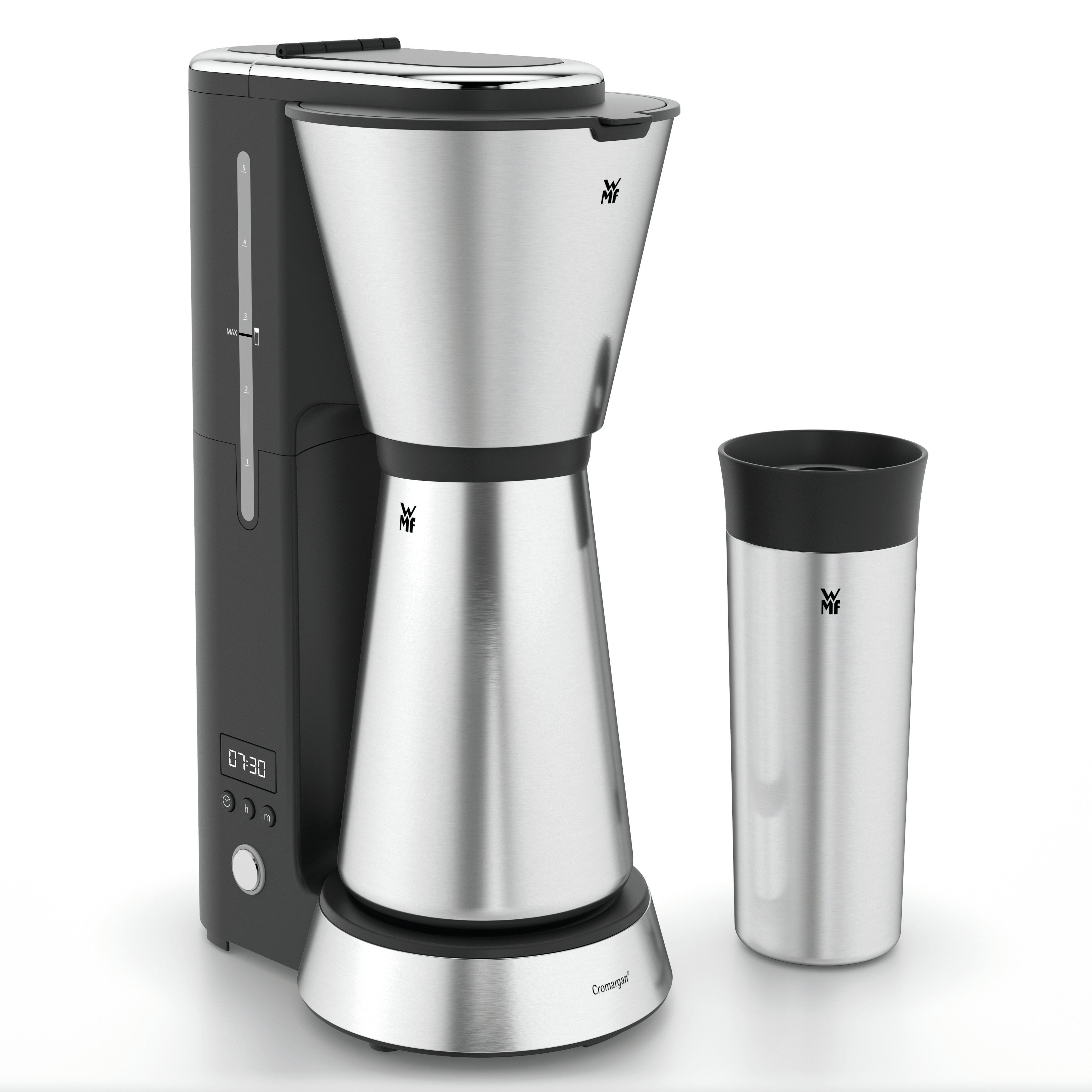 WMF KITCHENminis 0412260011 Filterkaffeemaschine – 0,3 l, 0,35 l, 5 Tassen, Silber