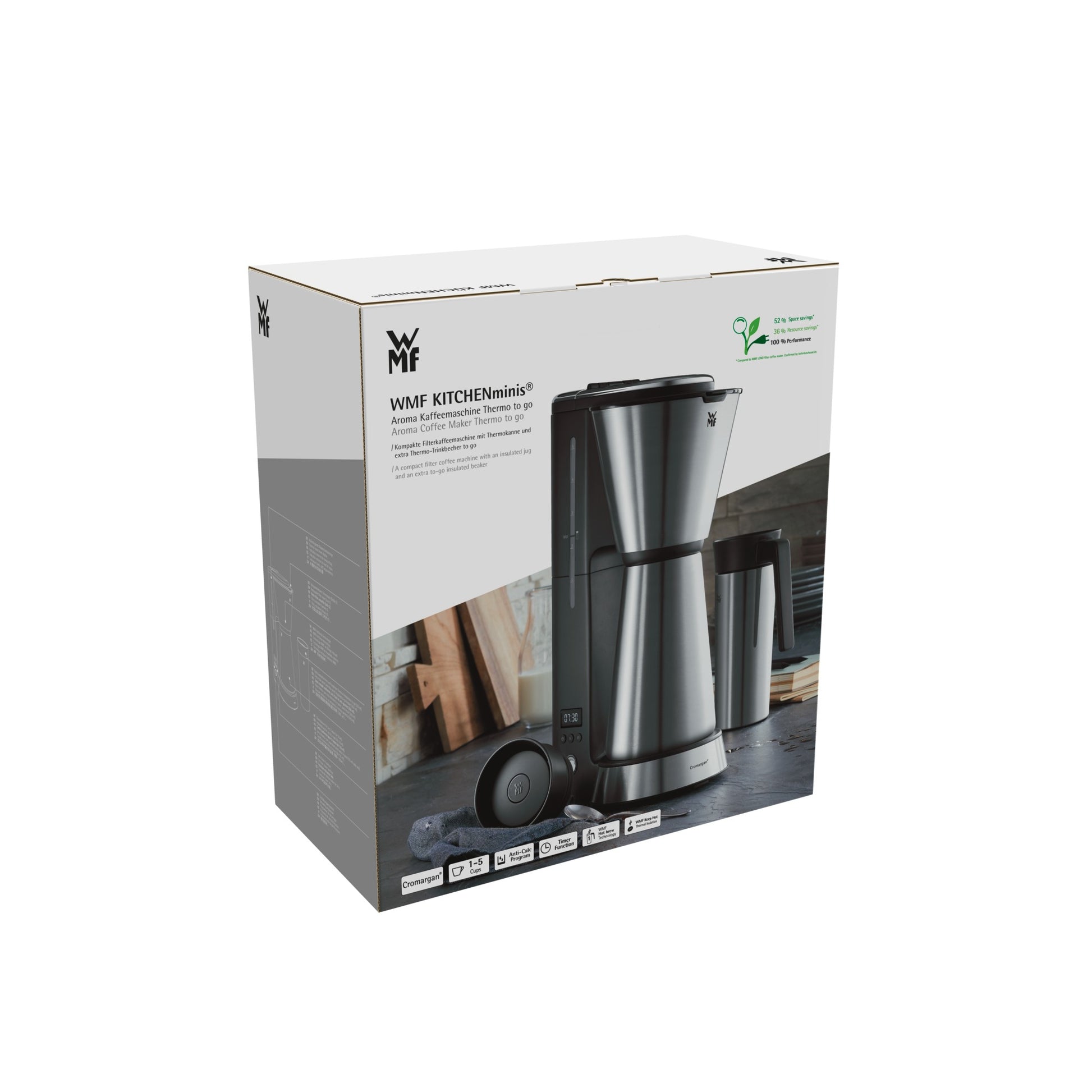 WMF KITCHENminis 0412260011 Filterkaffeemaschine – 0,3 l, 0,35 l, 5 Tassen, Silber