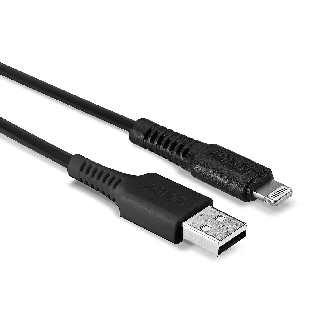 Lindy USB auf Lightning Kabel, 0,50 m, Schwarz – für iPhone, iPad, iPod