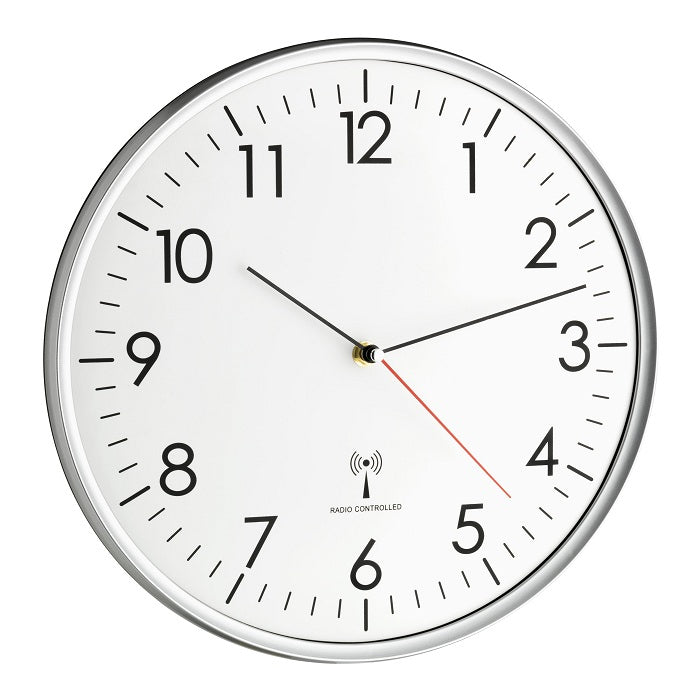 TFA-Dostmann TFA Dostmann Wanduhr 013 013 Funk, analog, Ø 33 cm, silber, Glas