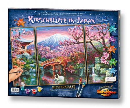 Schipper Malen-nach-Zahlen-Set – Kirschblüte in Japan (Triptychon) – 3-teilig, 80 × 50 cm – ab 8 Jahren