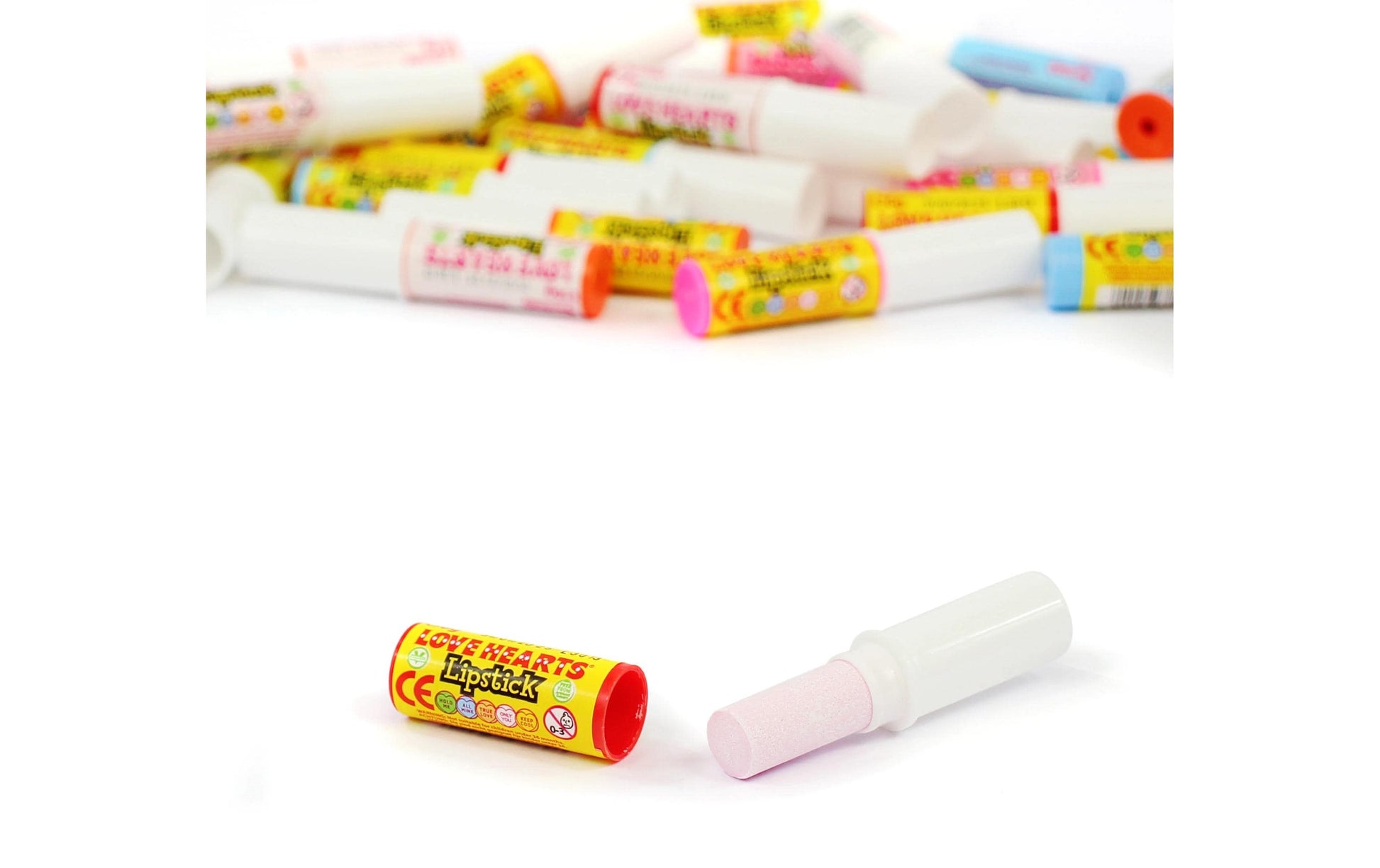 Swizzels Love Heart Lipsticks Traubenzucker-Lutschbonbons – Fruchtgeschmack – 60 Stück