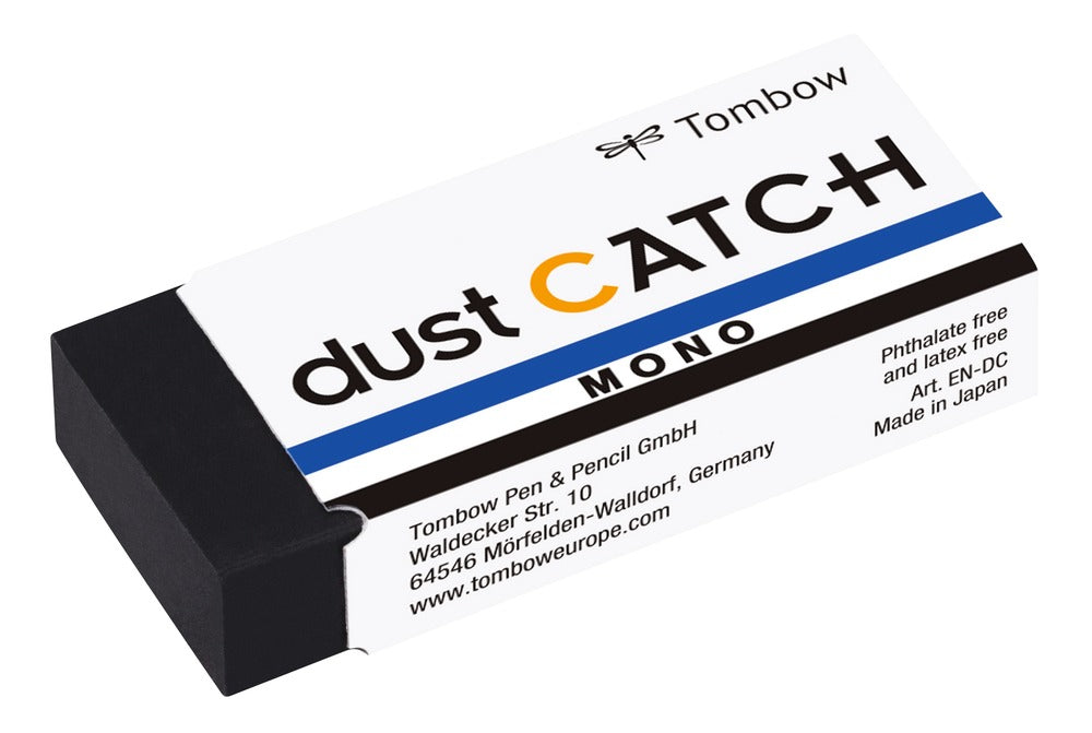 Tombow Radiergummi MONO dust CATCH – PVC-, phthalat- & latexfrei, staubarm, schwarz, 1 Stk.