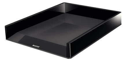 Leitz Briefkorb – mit Griffausschnitt, mit Beschriftungsfeld, glänzend, schwarz, B 267 × H 49 × T 336 mm
